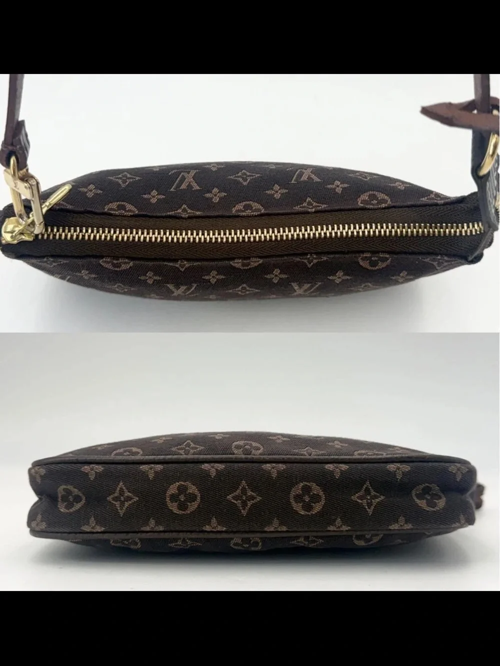 Louis Vuitton Monogram Canvas Mini Pochette in Brown with Gold Hardware